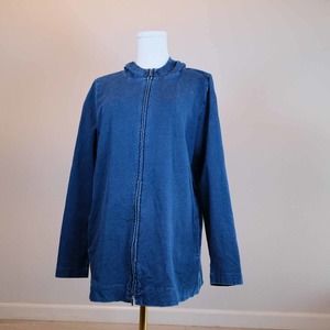 J. Jill Pure Jill Indigo Womens Sweater M Hoodie Sweatshirt Full Zip Athletic